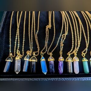 You Pick! Elegant Gold and Genuine Gemstone Pendant Necklace